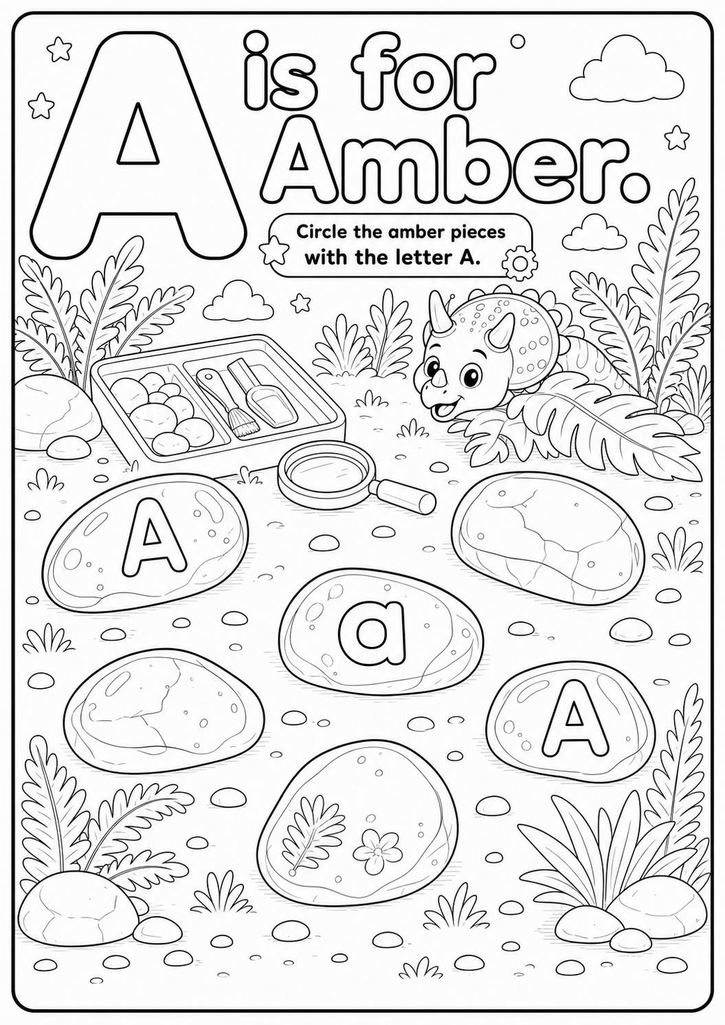 Deeno's ABC Dino Dig activity page proof sample
